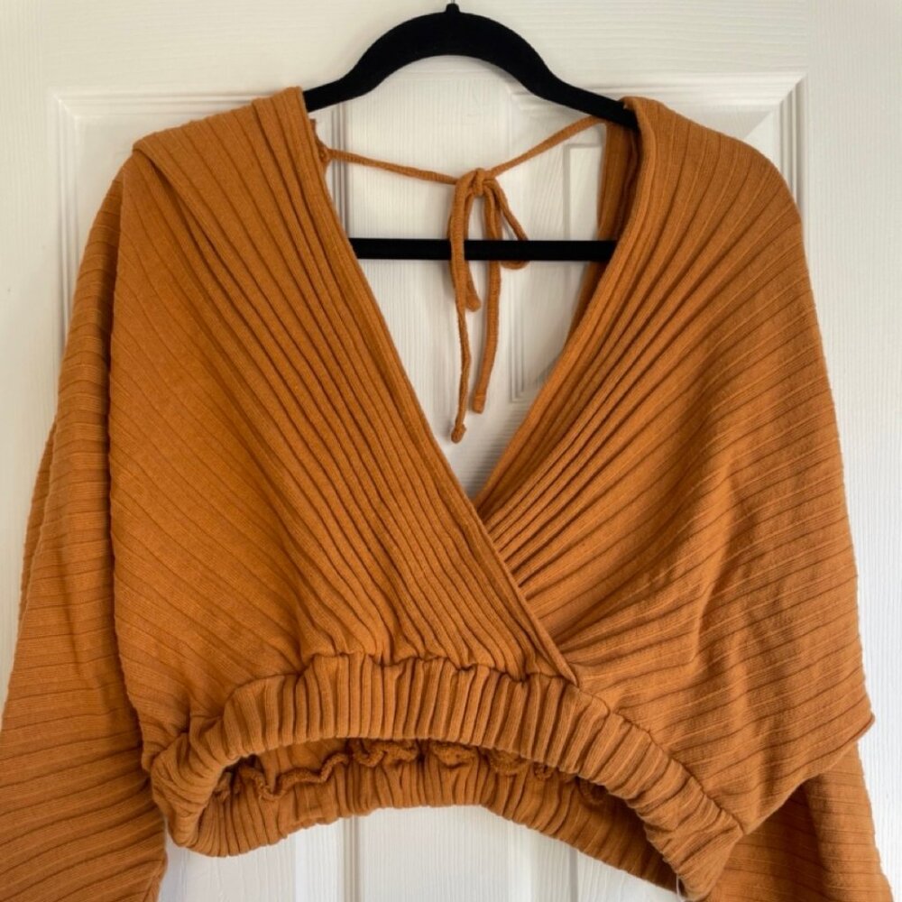 Free People beach cover-up sweater in brown